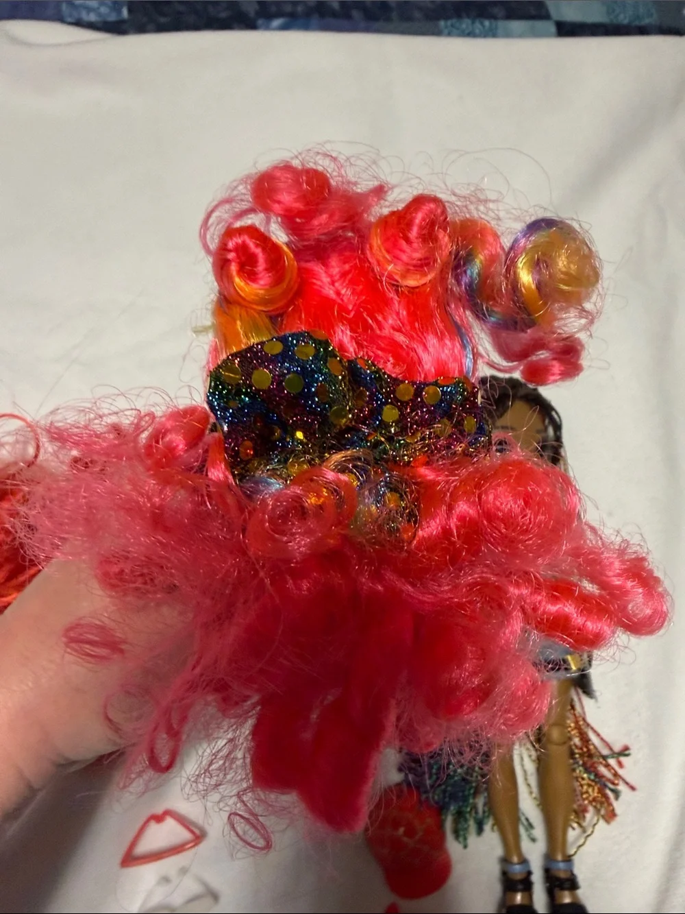 Pink & Multicolor Fashion Doll with Bright Hair and Play Accessories lot